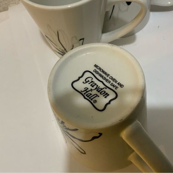 Vintage 3 Rare Graydon Hall Logo Floral Design Black and White Coffee T… - Picture 8 of 8